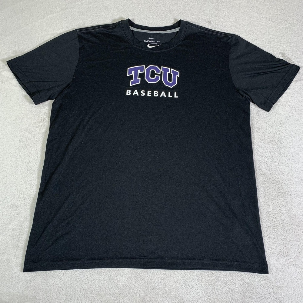 TCU Horned Frogs Baseball Shirt Mens Large Black NCAA Nike Dri-FIT Tee Top #12